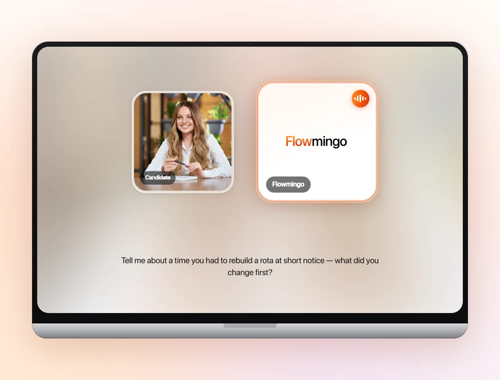 The AI interview as a candidate sees it, one question at a time, answered on camera.